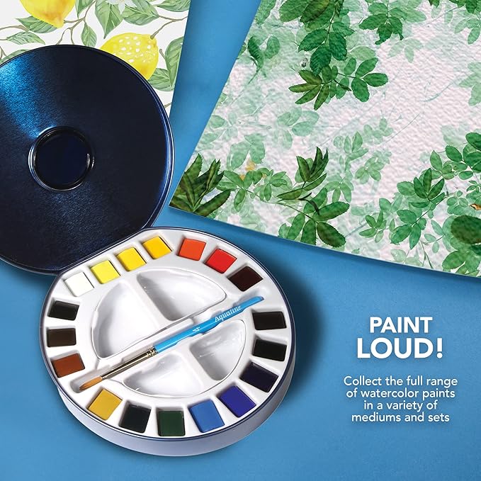 Daler Rowney Aquafine Watercolour Travel Tin - 18 Half Pans